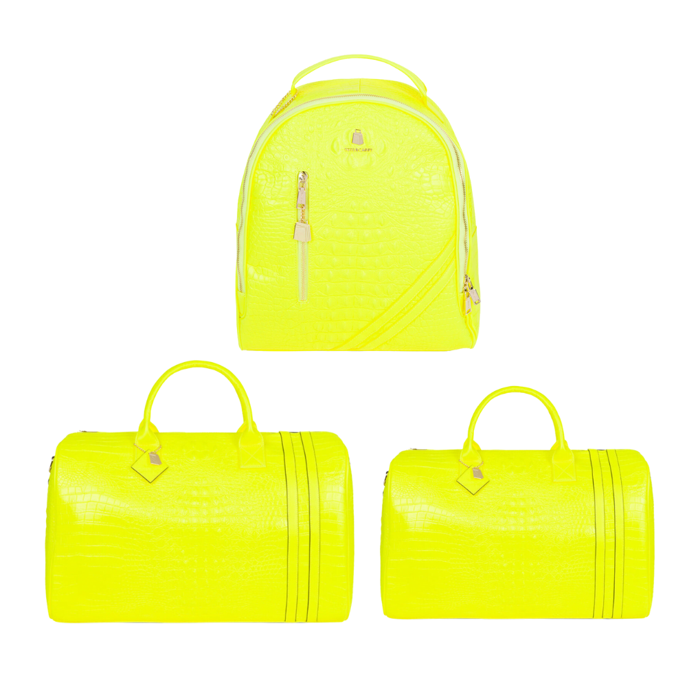 Tote&Carry - Dark Brown Apollo 2 Crocodile Skin Luggage Set, Regular Duffle + Backpack
