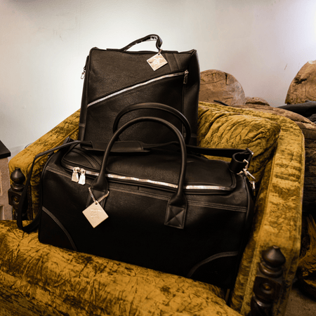 Tote&Carry Leather Luggage Sets - Black backpack, Duffle bag