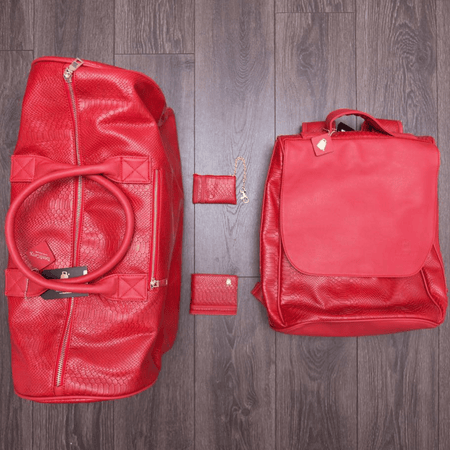 Tote&Carry - Red Apollo 1 Snakeskin Luggage Set, 2 Piece Luggage Set Duffle Bag