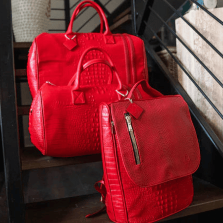 Tote&Carry - Red Apollo 1 Snakeskin Luggage Set, 3 Piece Luggage Set Duffle Bags