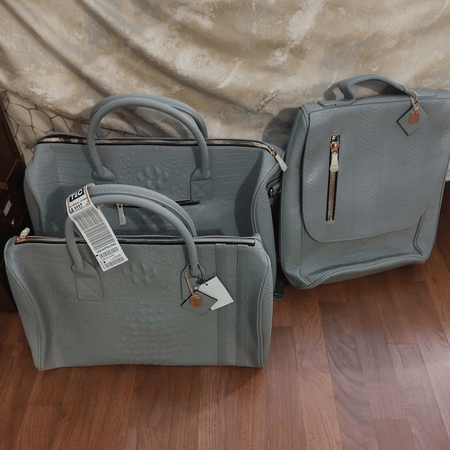 Tote&Carry - Brown Apollo 2 Crocodile Skin Luggage Set, 2 Piece Luggage Sets Weekender Bag