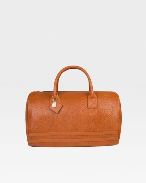 Caramel Snakeskin Duffle Bag Tote Carry