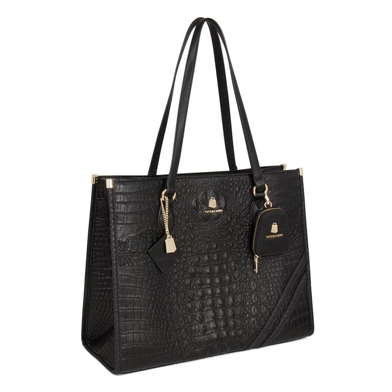 Black Crocodile Skin Tote Bag – Tote&Carry