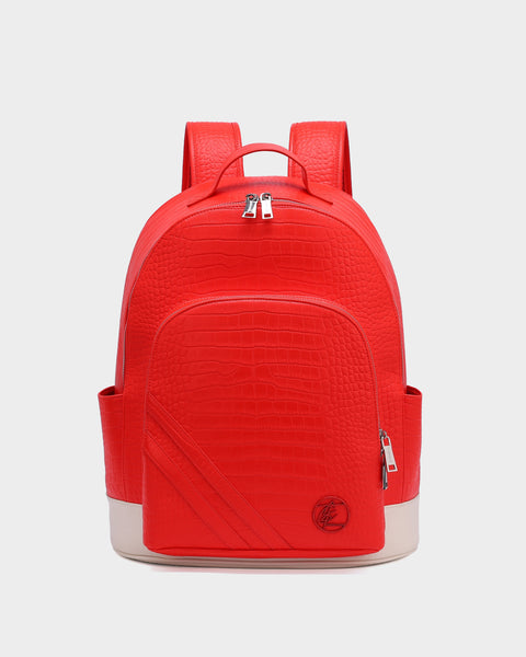 Leather Backpack in Red Tote Carry