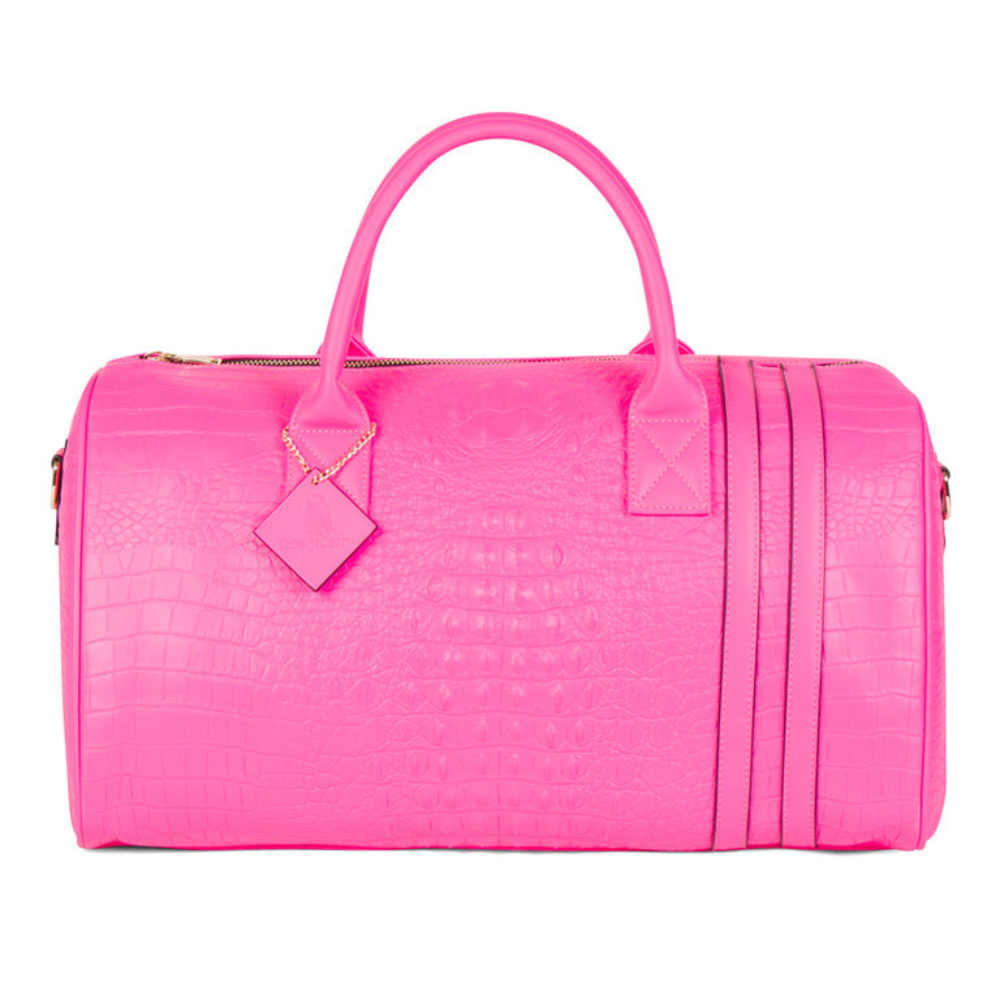 Neon Pink Apollo 2 Faux Crocodile Skin Duffle Bag