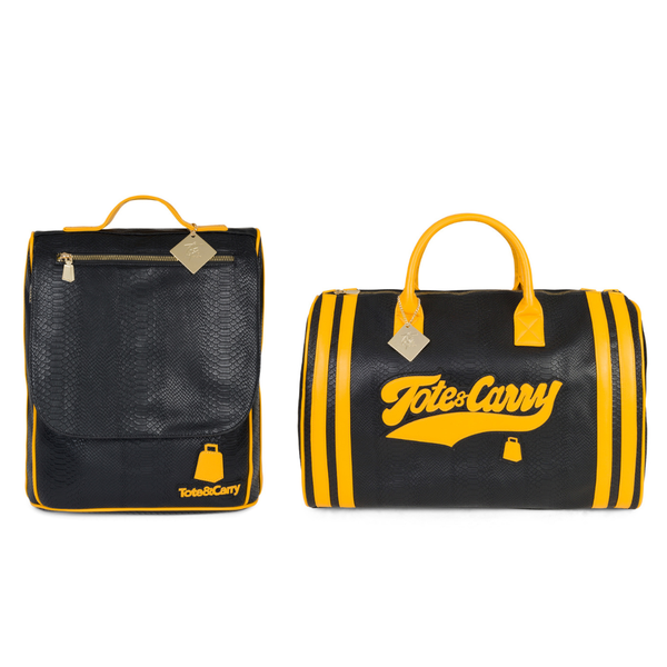 Tote&Carry - Neon Yellow Apollo 2 Crocodile Skin Luggage Set, Regular Duffle + Backpack
