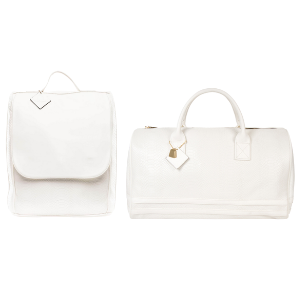 White Apollo 1 Faux Snakeskin Travel Set